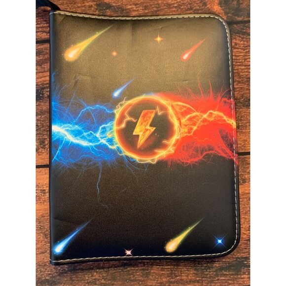 Trading Card Binder With 4-Pocket Pages & Zipper Closure - Lightning & Fire Desi - Picture 1 of 5